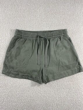 Women's Olive Drawstring Athletic Shorts with Pockets